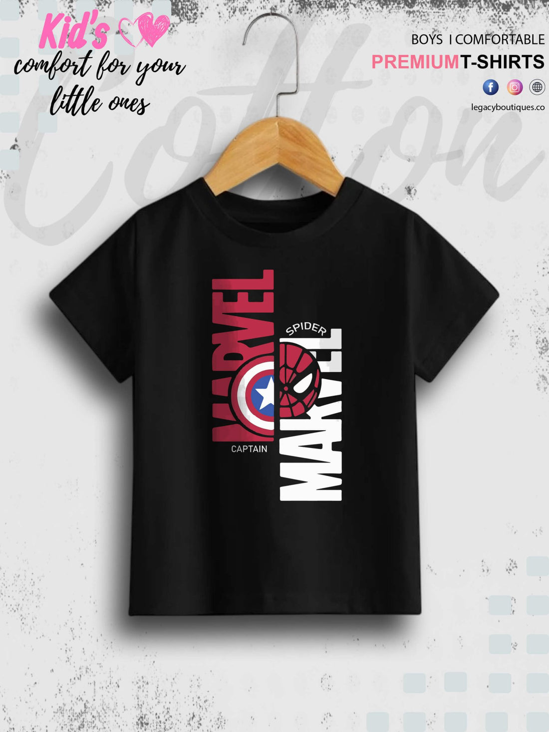 Marvel Spiderman &amp; Captain America 1 To 11 Year Kids Boys Summer Time Casual T-Shirt In Cheapest Price Only In BD Legacy Boutiques Legacy Boutiques
