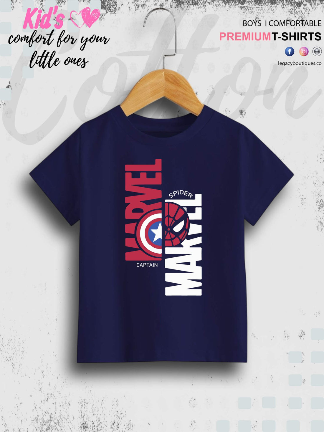 Marvel Spiderman &amp; Captain America 1 To 11 Year Kids Boys Summer Time Casual T-Shirt In Cheapest Price Only In BD Legacy Boutiques Legacy Boutiques