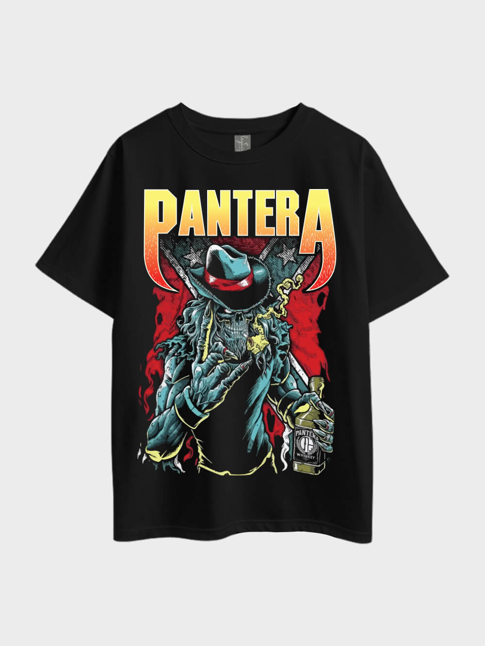 Metal Pantera Skull Rockwear Whiskey Printed Oversized Mens T-shirt Legacy Boutiques Bangladesh Legacy Boutiques Legacy Boutiques