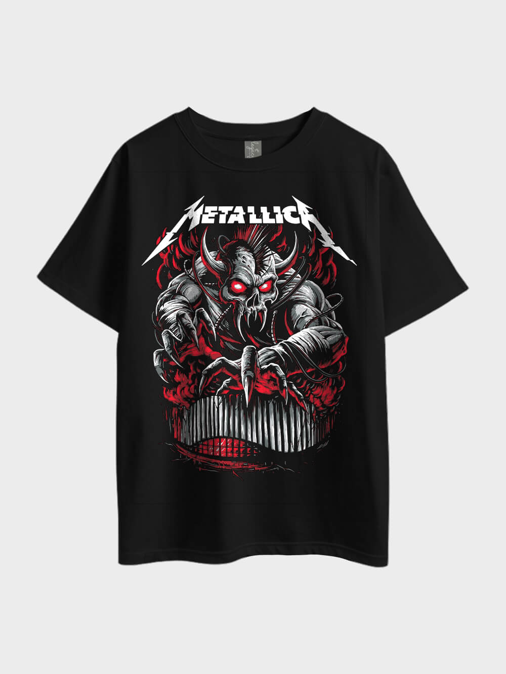 Metallica Hell Demon Heavy Metal Rock Trash Skull Heavy Metal Printed Oversized Men&
