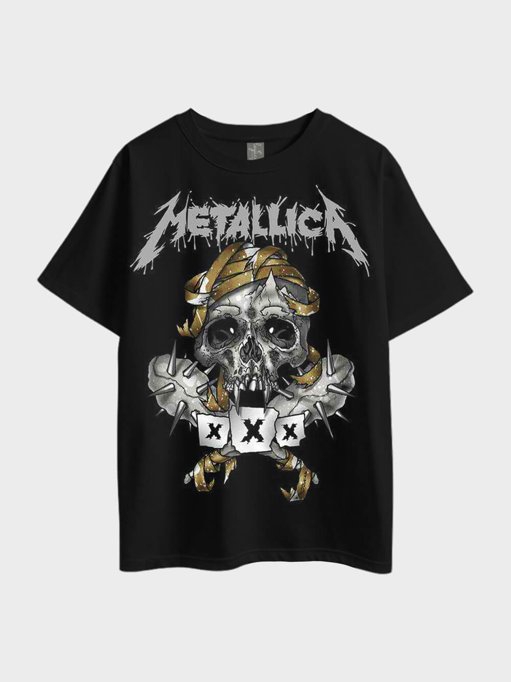 Metallica Skull And Spikes Rock Printed Oversized Mens Tee In Cheapest Price At Legacy Boutiques BD Legacy Boutiques Legacy Boutiques