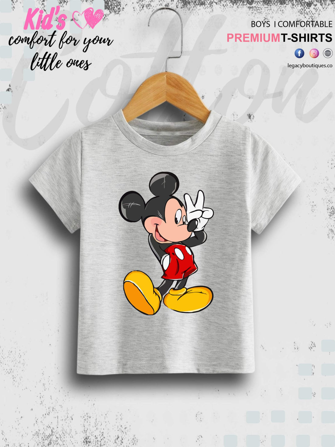 Mickey Cartoon Print 1 To 11 Year Kids Boys T-Shirt In Lowest Price Only In BD Legacy Boutiques Legacy Boutiques