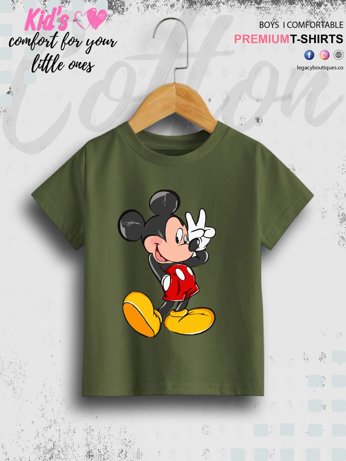 Mickey Cartoon Print 1 To 11 Year Kids Boys T-Shirt In Lowest Price Only In BD Legacy Boutiques Legacy Boutiques