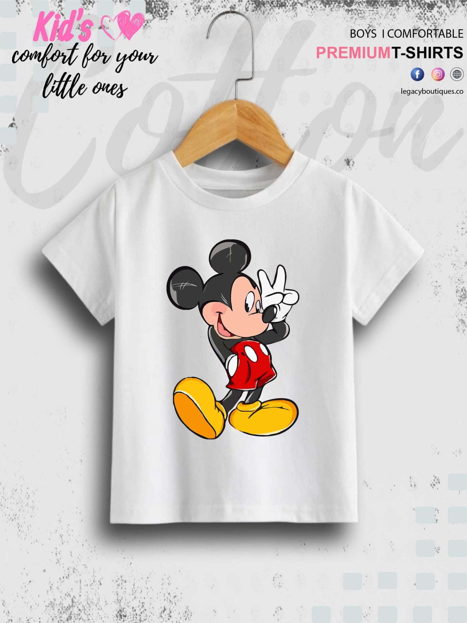 Mickey Cartoon Print 1 To 11 Year Kids Boys T-Shirt In Lowest Price Only In BD Legacy Boutiques Legacy Boutiques