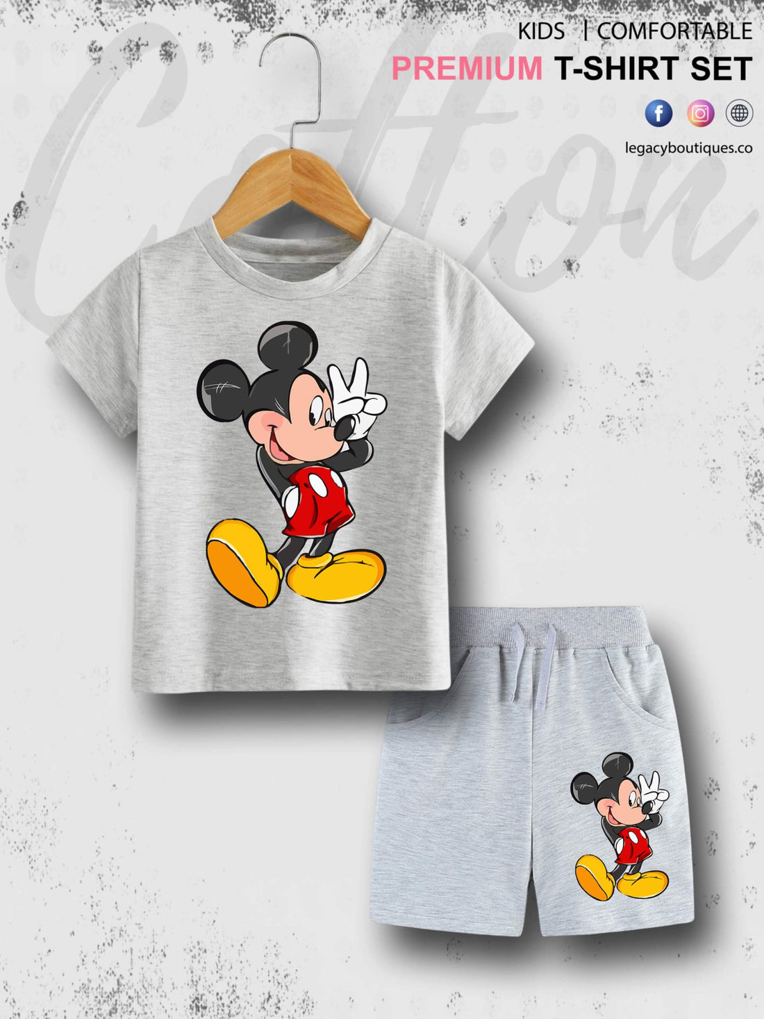 Mickey Cartoon Print 6 Month To 6 Year Babies High Quality T-shirt Set Legacy Boutiques Legacy Boutiques