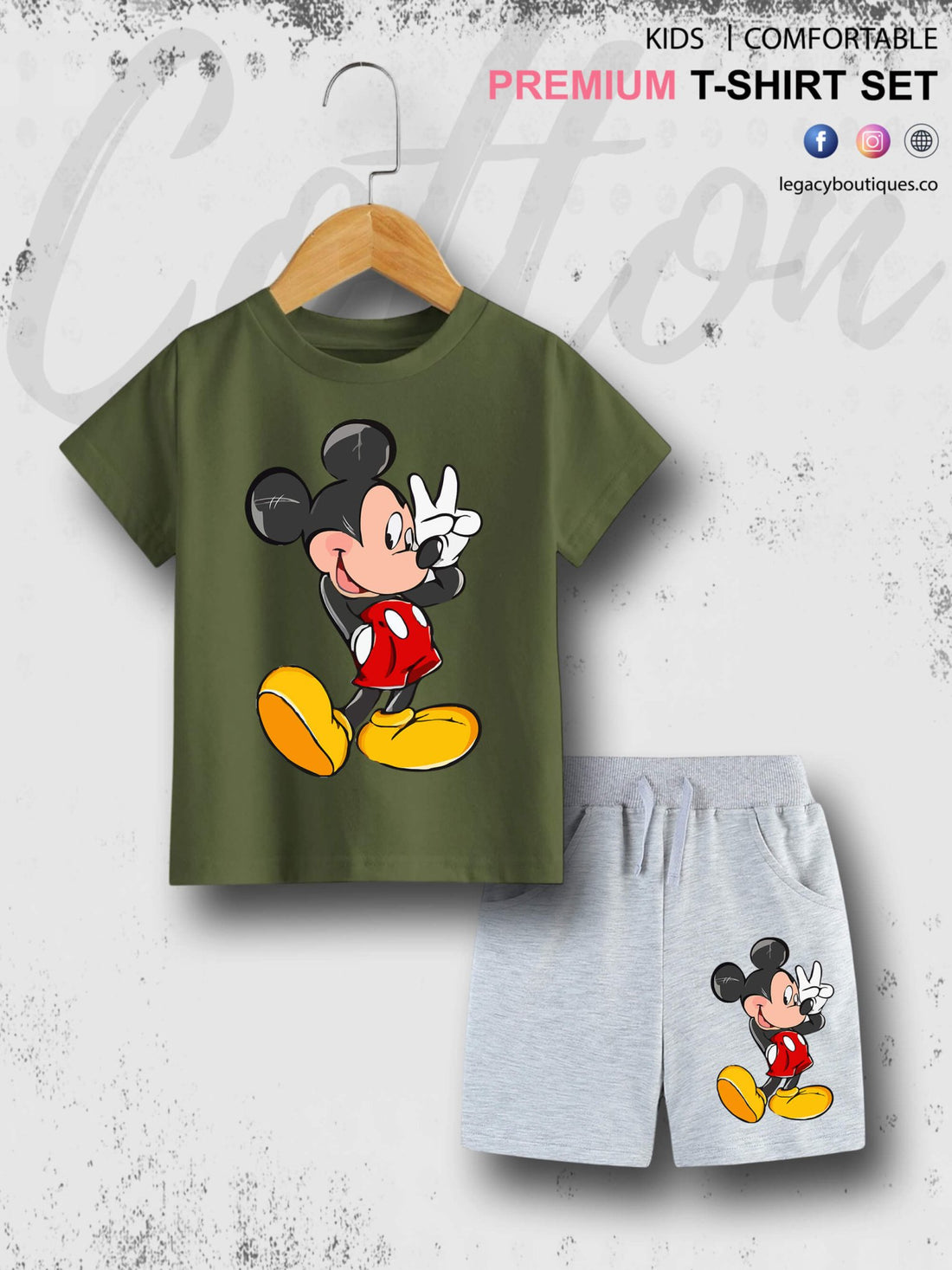 Mickey Cartoon Print 6 Month To 6 Year Babies High Quality T-shirt Set Legacy Boutiques Legacy Boutiques