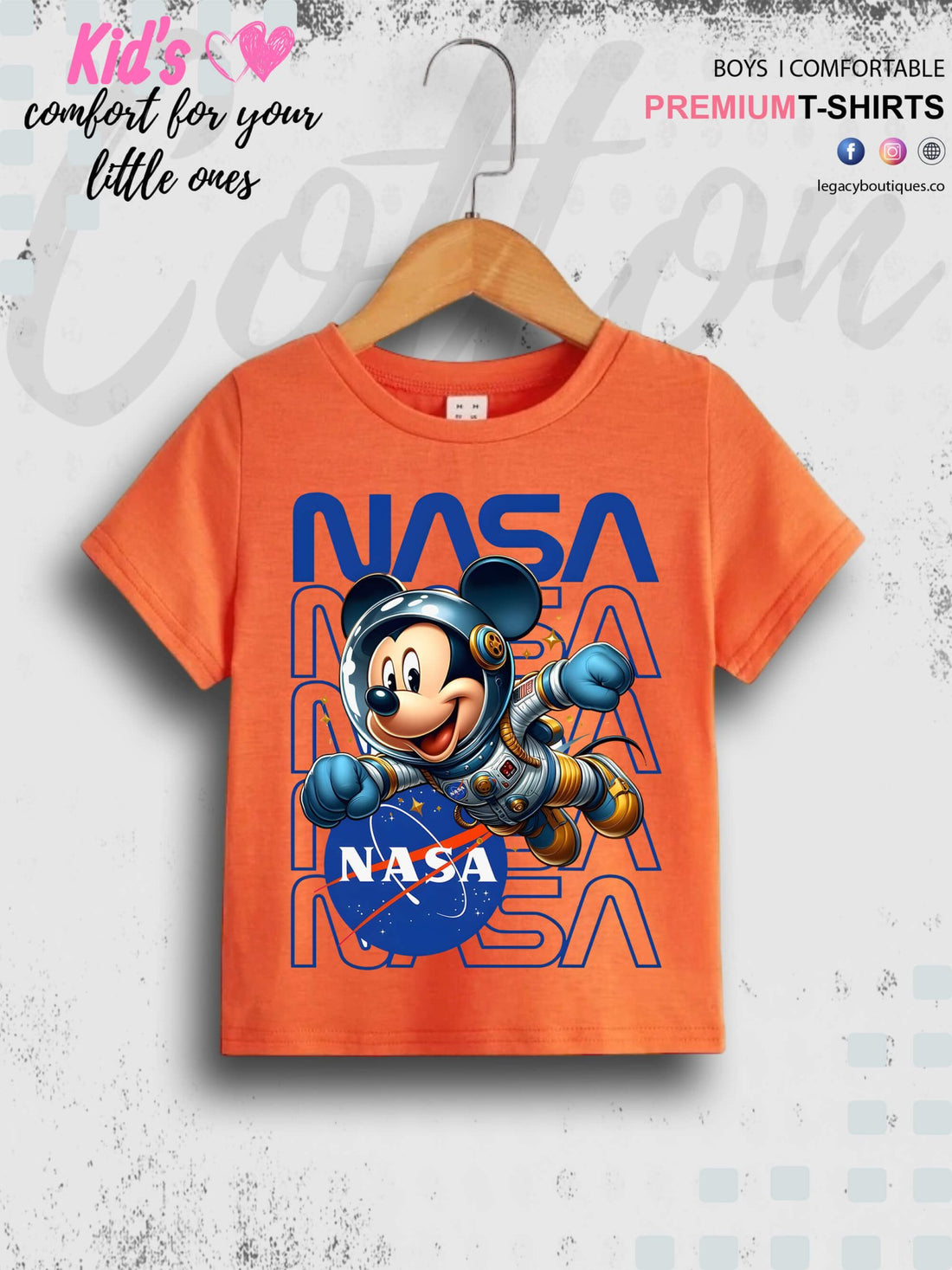 Mickey In Nasa Printed Cotton Baby Boys High Quality T-Shirt In Lowest Price Only In BD Legacy Boutiques Legacy Boutiques
