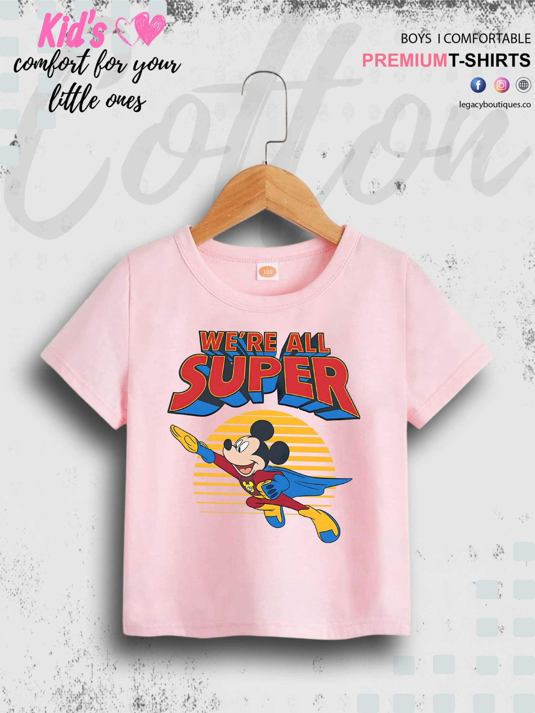 Mickey Mouse Print 1 To 11 Year Kids Boys T-Shirt In Lowest Price Only In BD Legacy Boutiques Legacy Boutiques