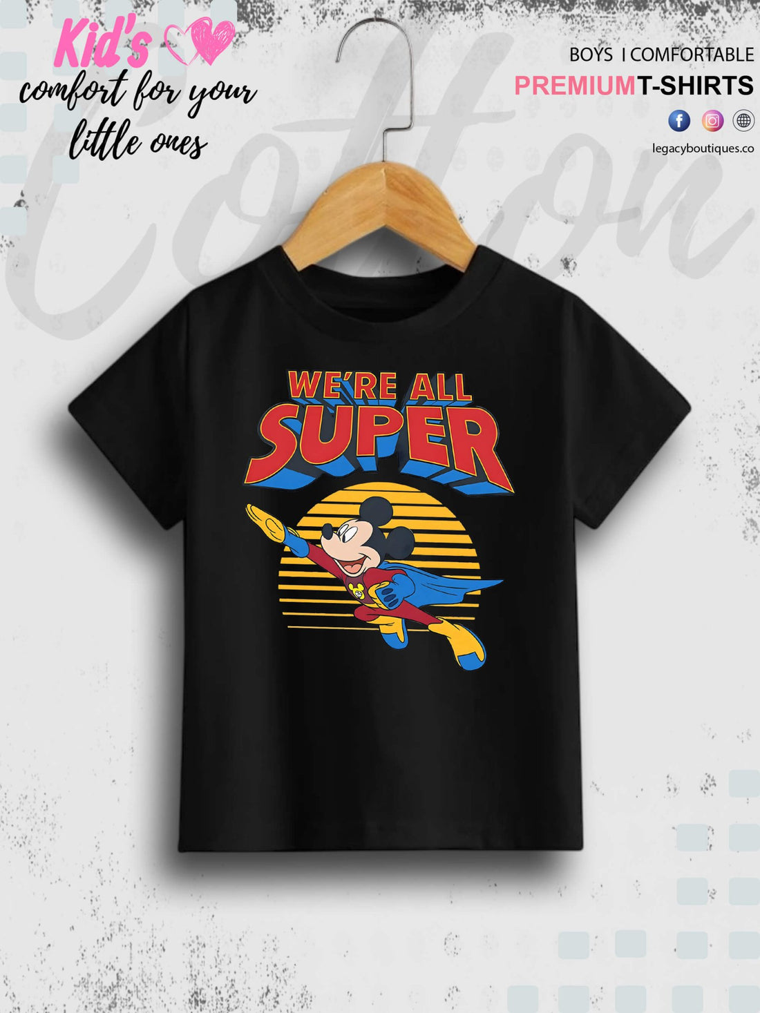 Mickey Mouse Print 1 To 11 Year Kids Boys T-Shirt In Lowest Price Only In BD Legacy Boutiques Legacy Boutiques