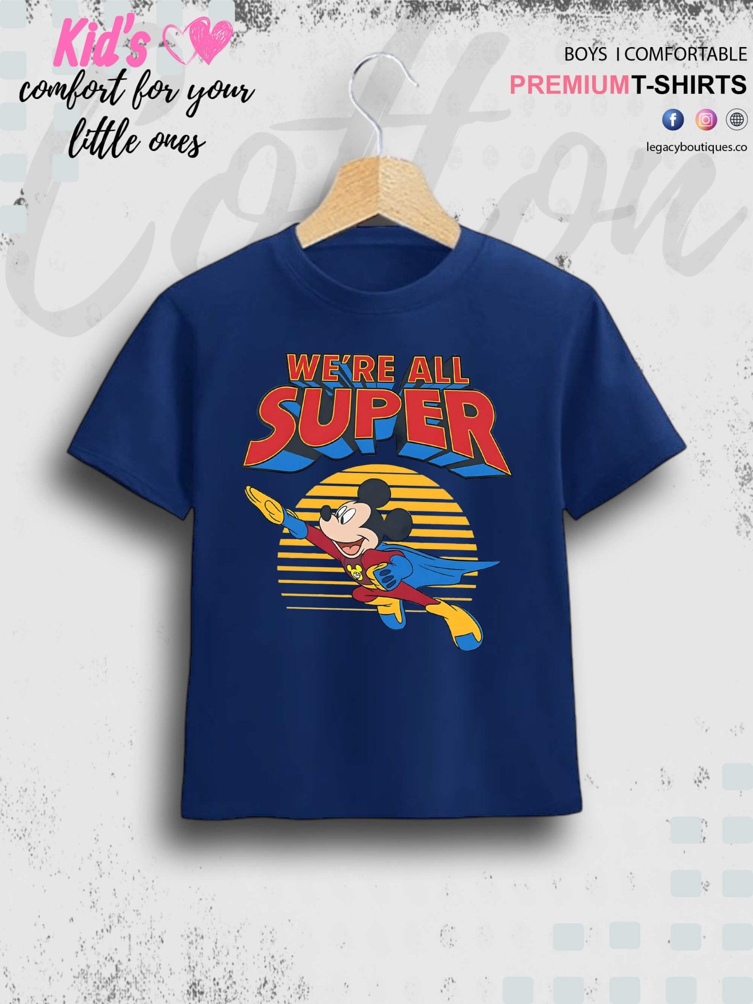 Mickey Mouse Print 1 To 11 Year Kids Boys T-Shirt In Lowest Price Only In BD Legacy Boutiques Legacy Boutiques