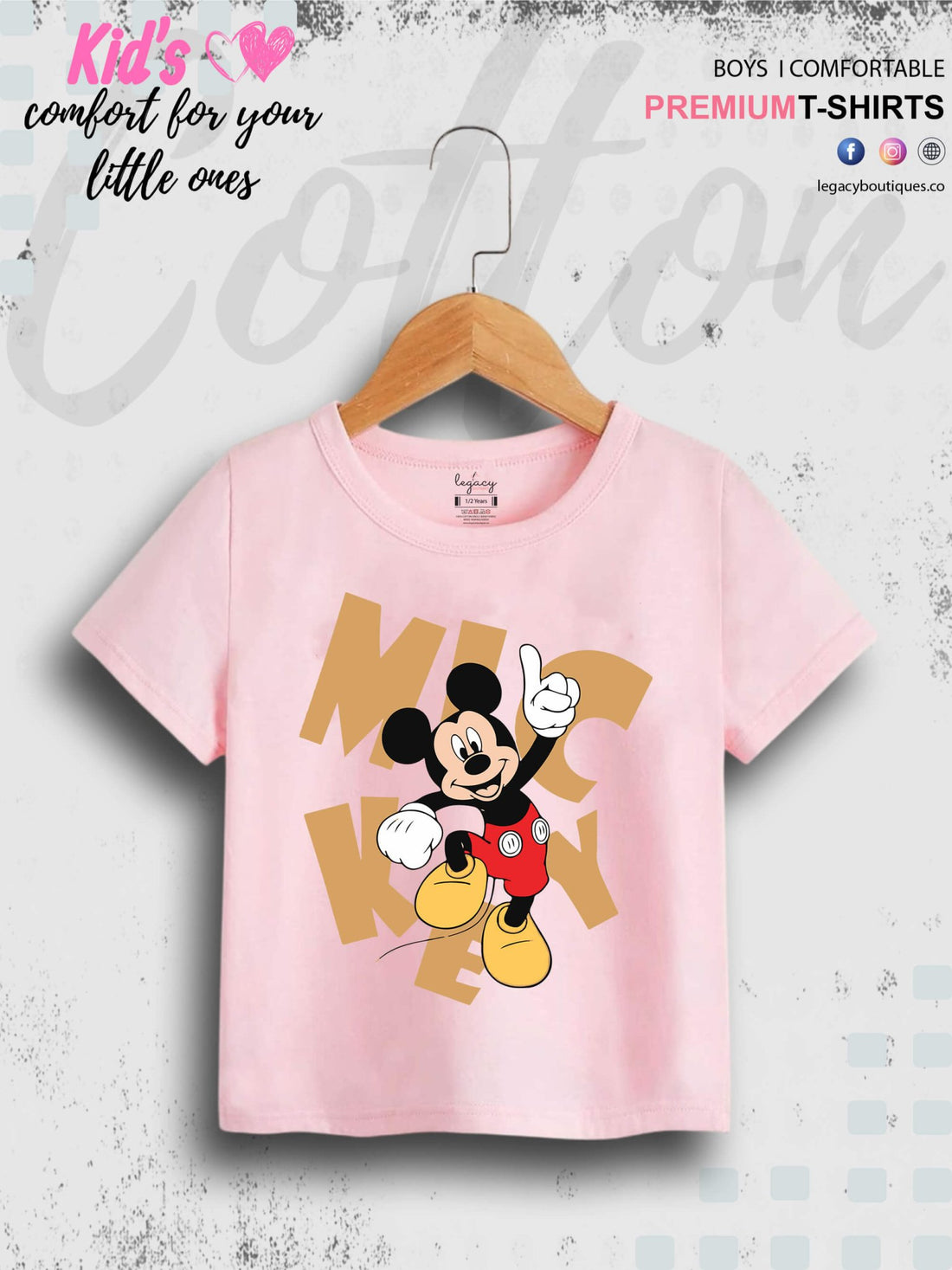 Mickey Printed 1 To 11 Year Baby Girls Summer Time T-Shirt In Lowest Price Only In BD Legacy Boutiques Legacy Boutiques