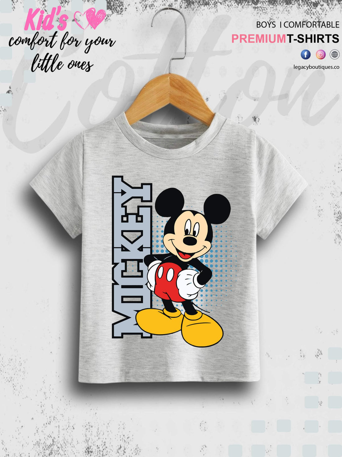 Mickey Printed 1 To 11 Year Kids Boys Summer Time T-Shirt In Lowest Price Only In Dhaka Legacy Boutiques Legacy Boutiques