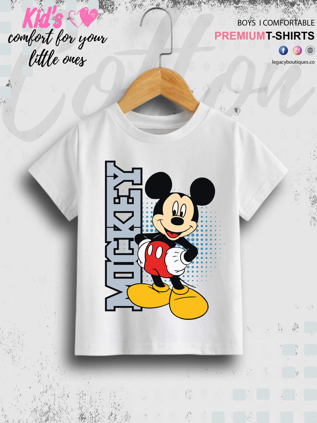 Mickey Printed 1 To 11 Year Kids Boys Summer Time T-Shirt In Lowest Price Only In Dhaka Legacy Boutiques Legacy Boutiques