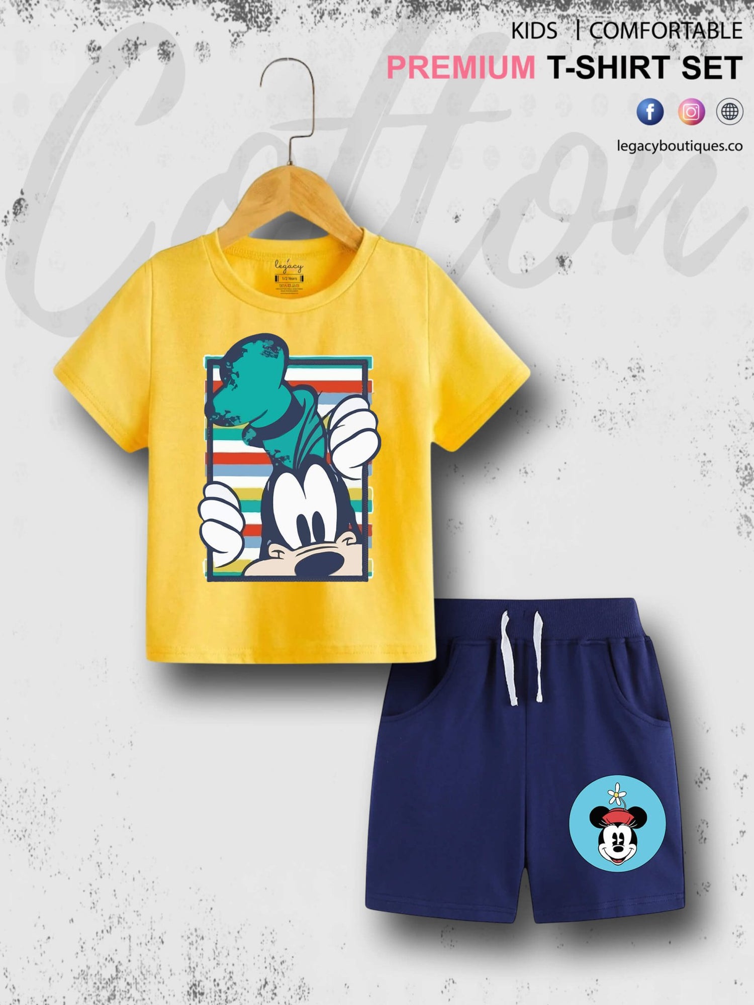 Mickeys Goofy Print 6 Month To 6 Year Good Quality T-shirt Set Legacy Boutiques Legacy Boutiques