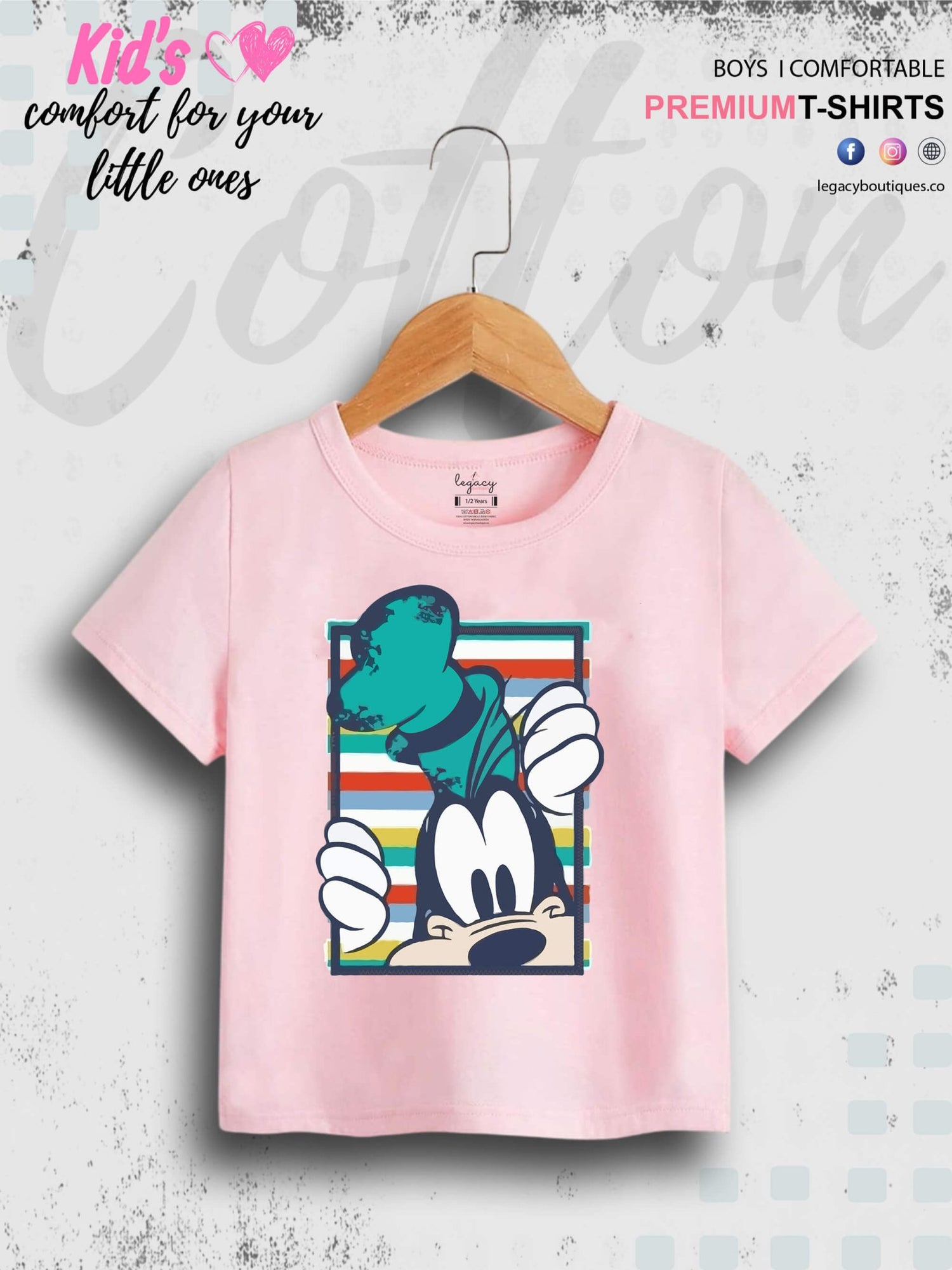 Mickeys Goofy Print Good Quality 1 To 11 Year Boys T-shirt In Lowest Price Only In BD Legacy Boutiques Legacy Boutiques