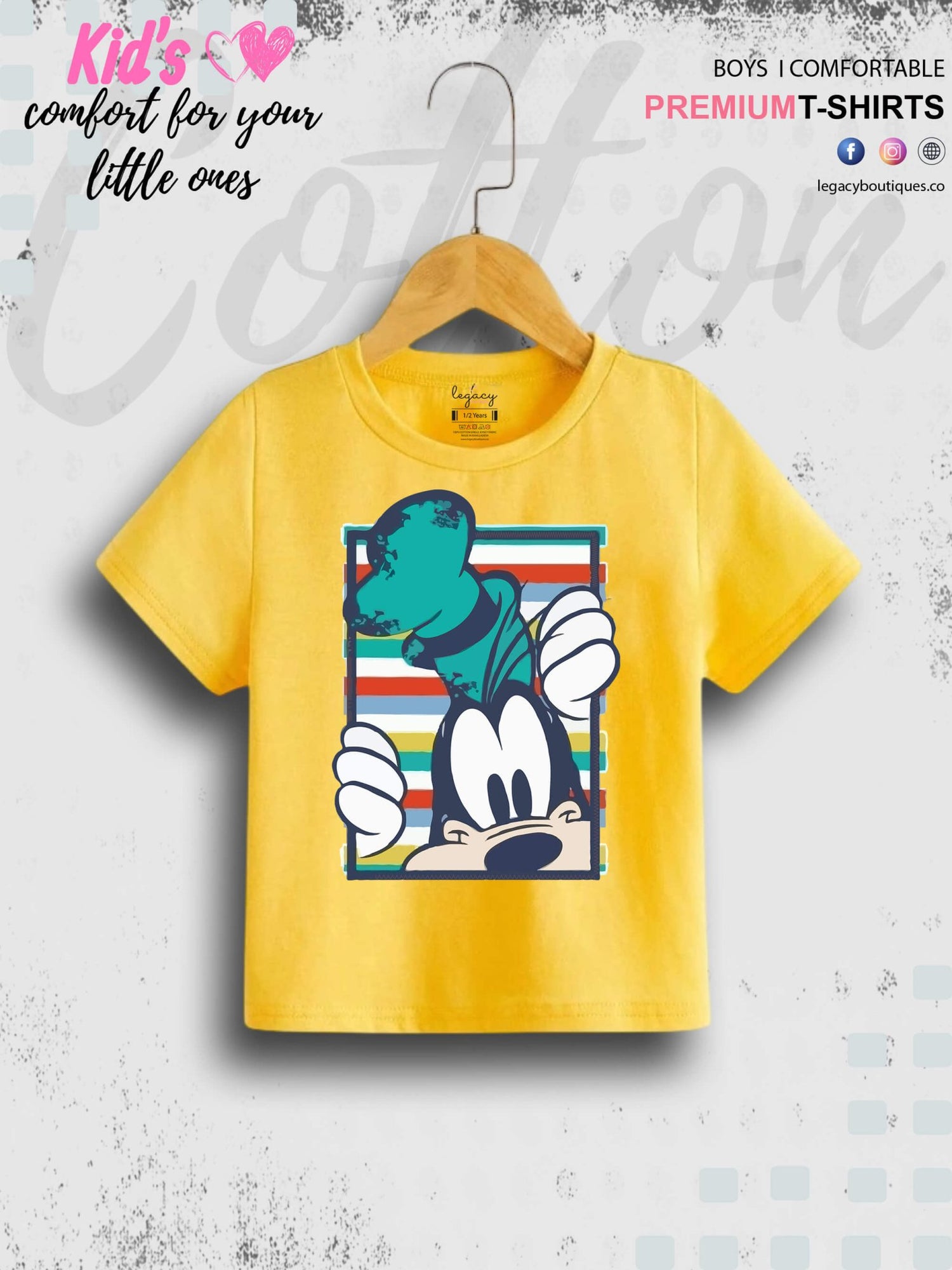 Mickeys Goofy Print Good Quality 1 To 11 Year Boys T-shirt In Lowest Price Only In BD Legacy Boutiques Legacy Boutiques