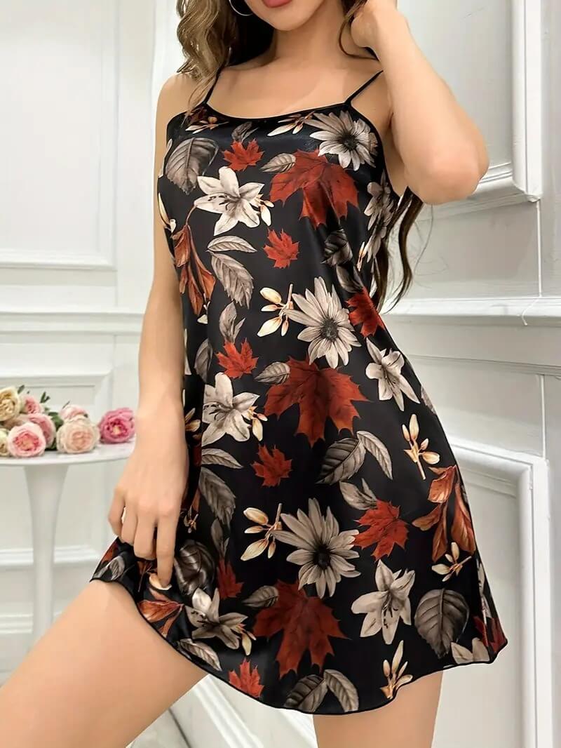 Midnight Garden Floral Nightdress For Women&