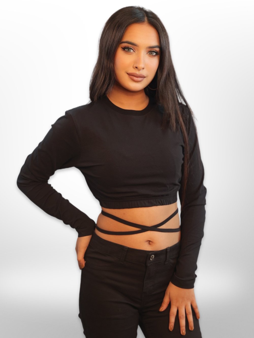 Midriff Flossing Black Tops Full Sleeve Legacy Boutiques Legacy Boutiques