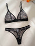 Minimalist Black Sheer Floral Lingerie Set - Daisy Print Mesh 2 - Piece Legacy Boutiques Legacy Boutiques