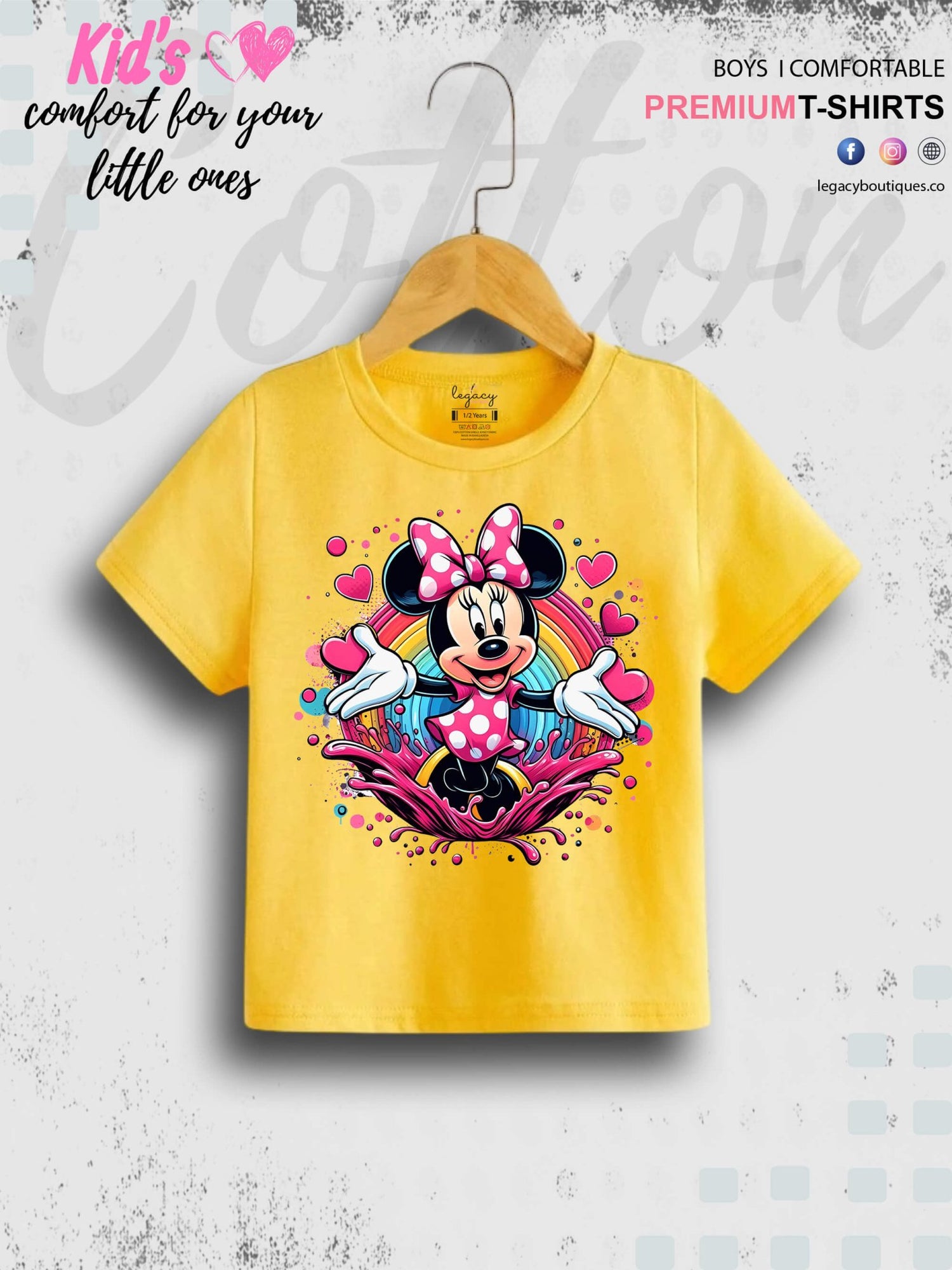 Minnie Mouse Printed Premium Quality T-Shirt For Baby Girls In Cheapest Price Only In BD Legacy Boutiques Legacy Boutiques
