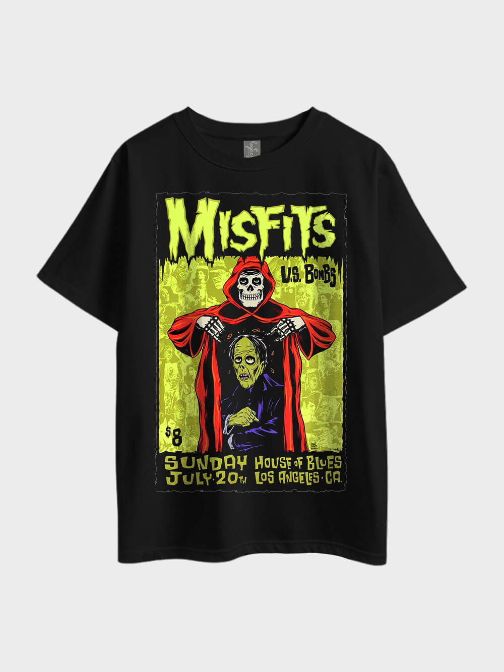 Misfits U.S. Bombs Sunday July 20th House of Blues Los Angeles CA Printed Oversized Metal Mens Cheapest Tee At Legacy Boutiques BD Legacy Boutiques Legacy Boutiques