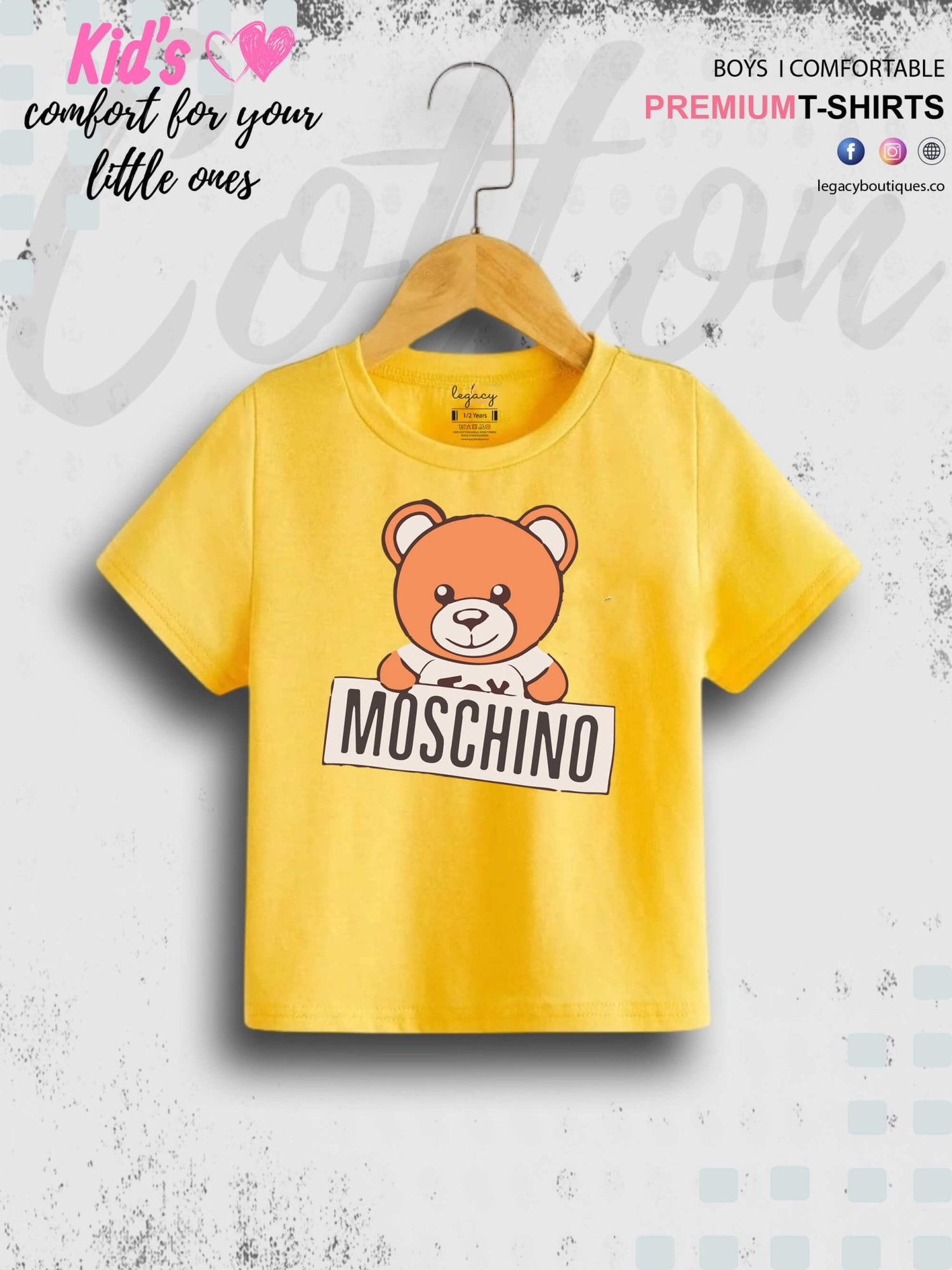 Moschino Kids Teddy Toy Print 1 To 11 Year Boys Summer Time T-Shirt In Cheapest Price Only In Chittagong Legacy Boutiques Legacy Boutiques
