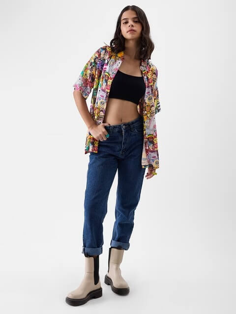 Multiverse Chaos: Animated Character Print Short Sleeve Oversized Shirt Legacy Boutiques Legacy Boutiques