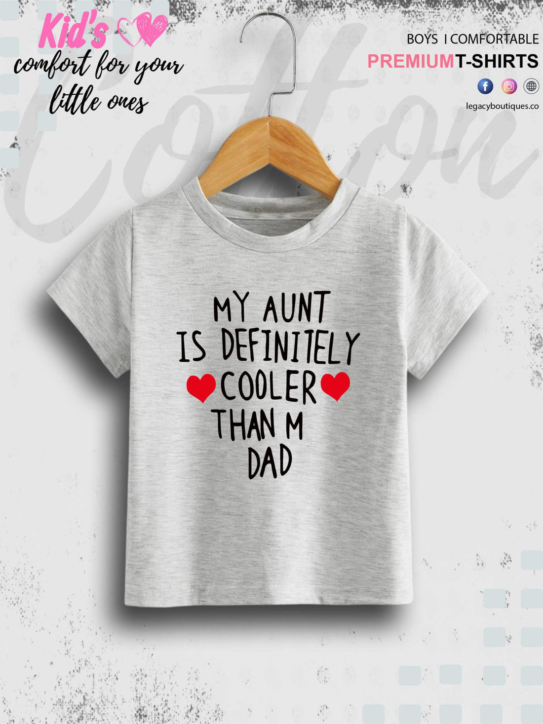 My Aunt Is Cooler Than My Dad Printed T-Shirt Kids Girls In Lowest Price Only In Dhaka Legacy Boutiques Legacy Boutiques