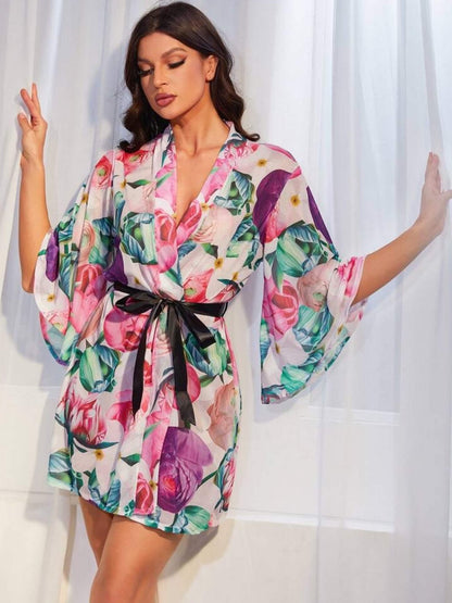Nighty Trim Belted Floral Mesh Legacy Boutiques Legacy Boutiques