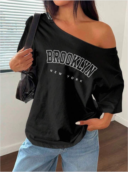 Off Shoulder tee Brooklyn New York Printed Legacy Boutiques Legacy Boutiques