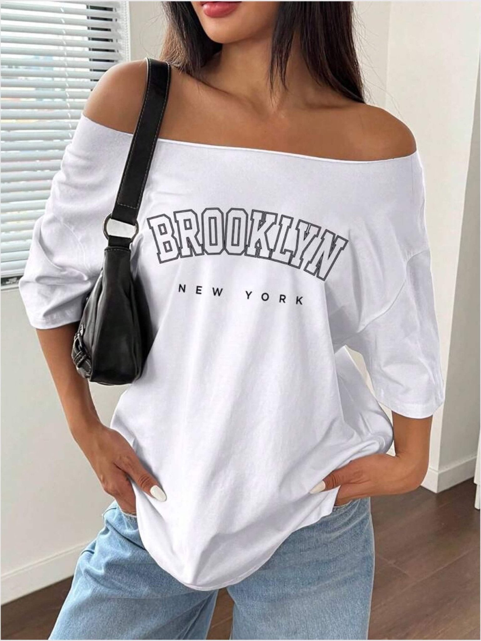 Off Shoulder tee Brooklyn New York Printed Legacy Boutiques Legacy Boutiques