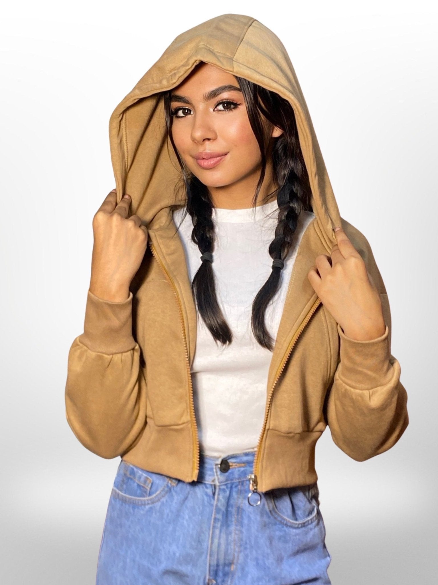 Oversized Women and Girls Hoodies|Full Sleeve|Loose fit Solid |100% Cotton Brown Color Women Cropped Oversized Hoodies Legacy Boutiques Legacy Boutiques