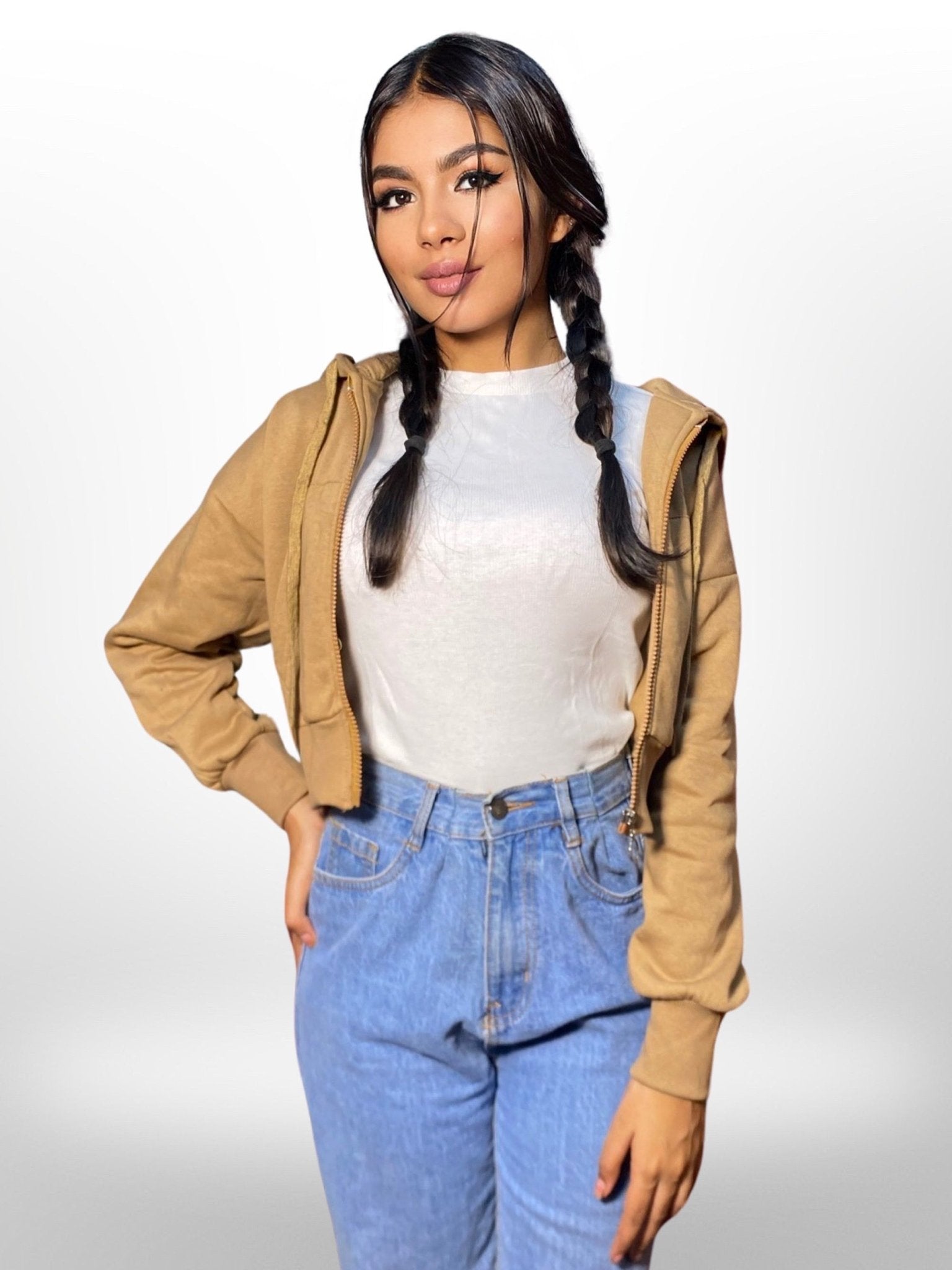 Oversized Women and Girls Hoodies|Full Sleeve|Loose fit Solid |100% Cotton Brown Color Women Cropped Oversized Hoodies Legacy Boutiques Legacy Boutiques