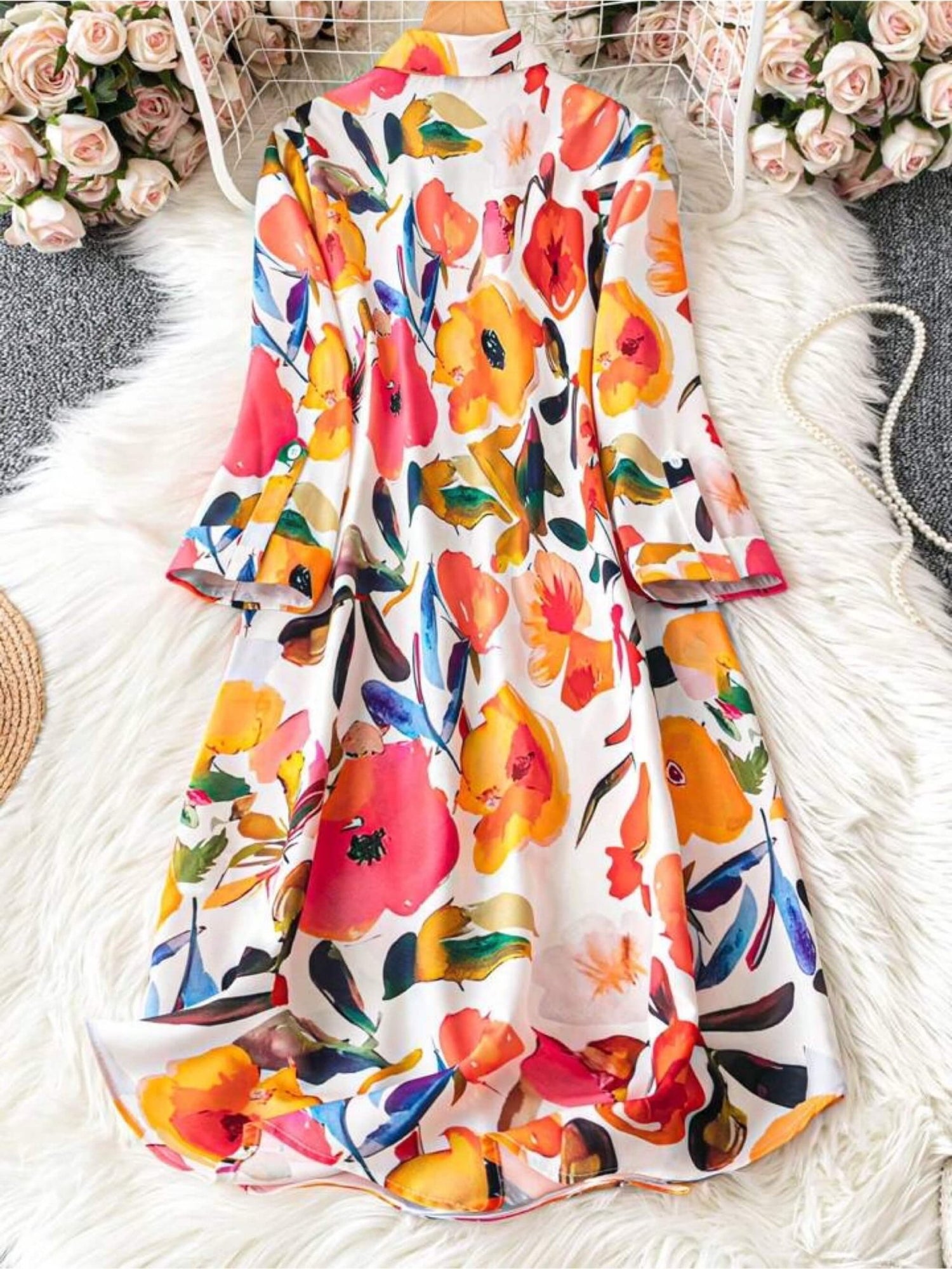 Painterly Petal Artistic Floral Shirt Dress - Bold Multi - Color Graphic Print Legacy Boutiques Legacy Boutiques