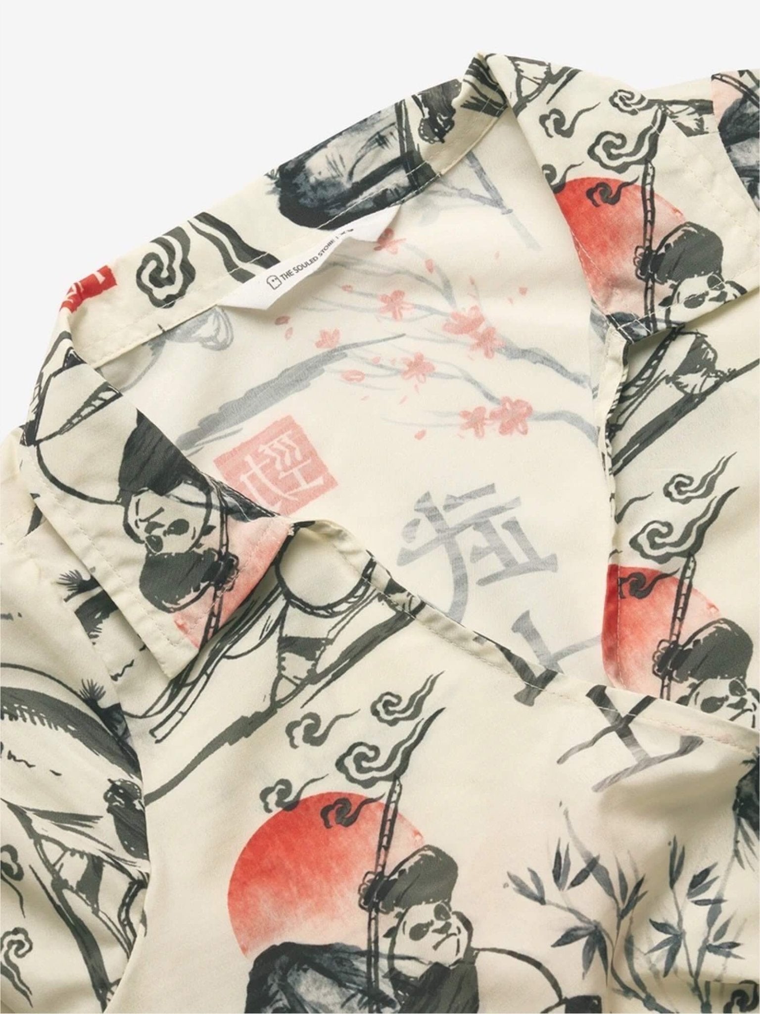 Panda Warrior Ink - Wash Wrap Top | Cropped Kung Fu Printed Tie - Front Shirt Legacy Boutiques Legacy Boutiques