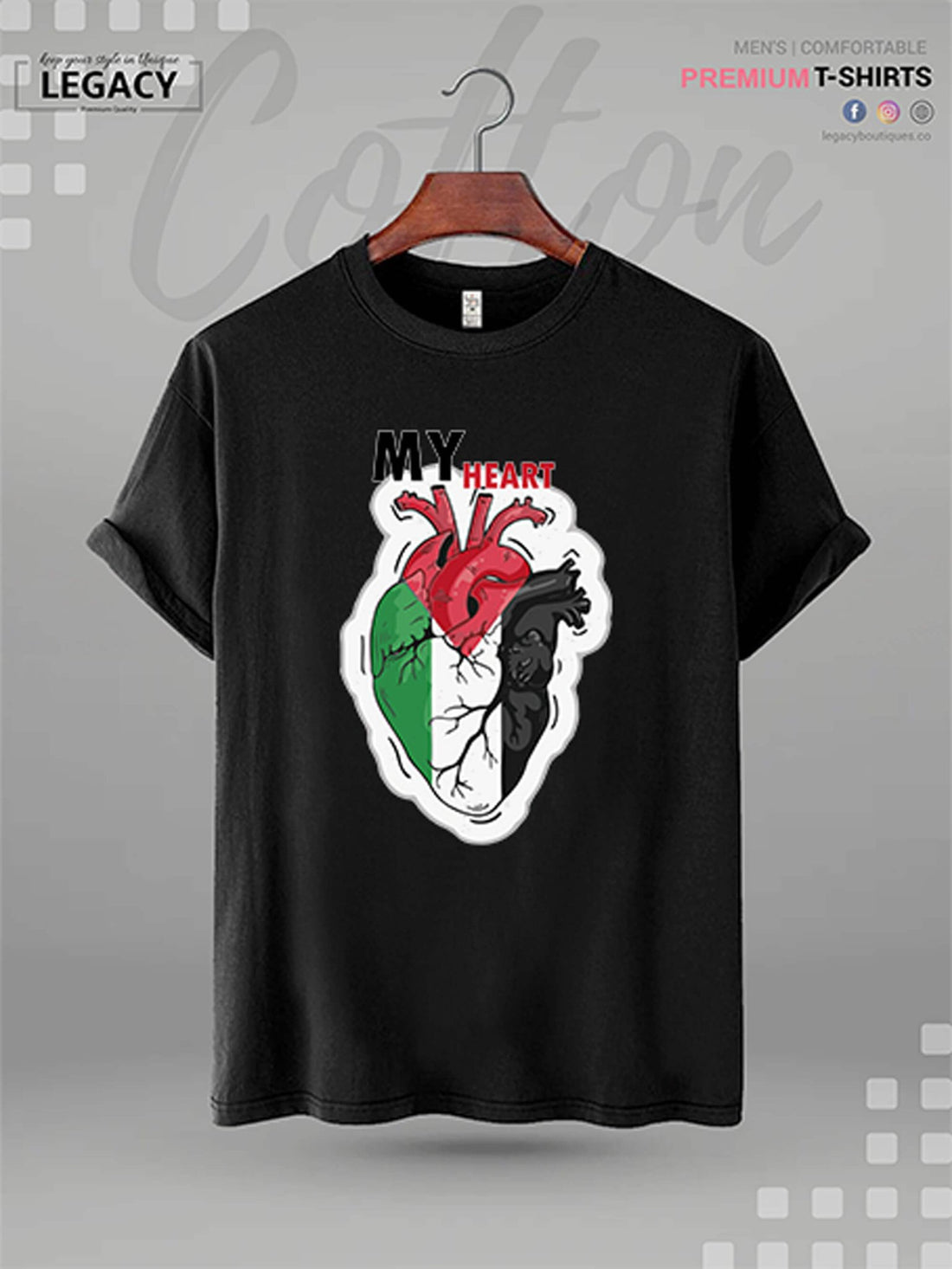 Peace for Palestine Anatomical Heart XXL Mens Tshirt In Lowest Price Only In BD Legacy Boutiques Legacy Boutiques
