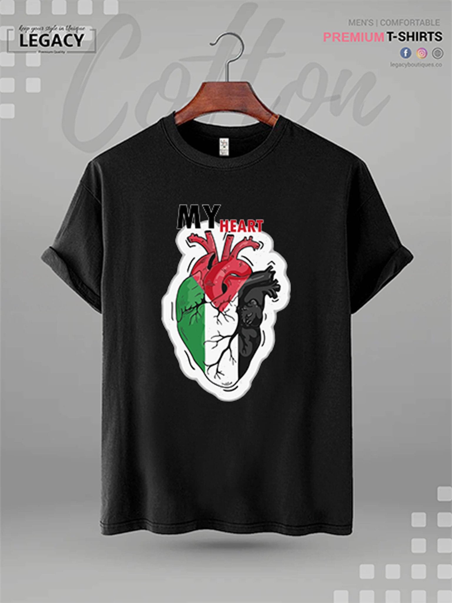 Peace for Palestine Anatomical Heart XXL Mens Tshirt In Lowest Price Only In BD Legacy Boutiques Legacy Boutiques