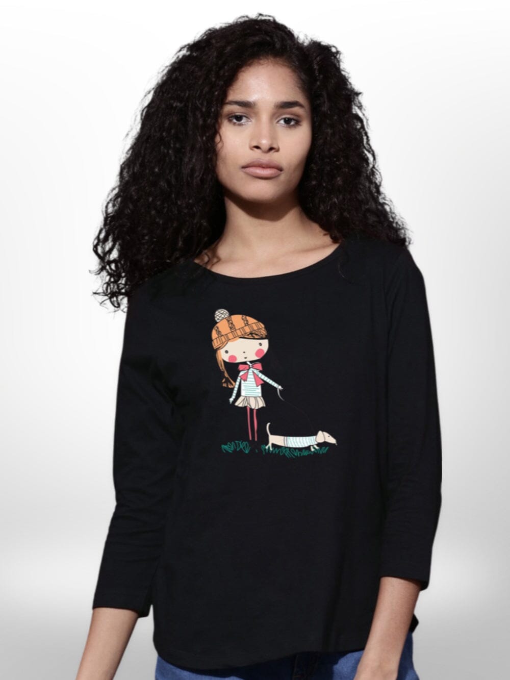 Pet With Cute Girls Printed T-shirt 4 Quarter Sleeve Legacy Boutiques Legacy Boutiques