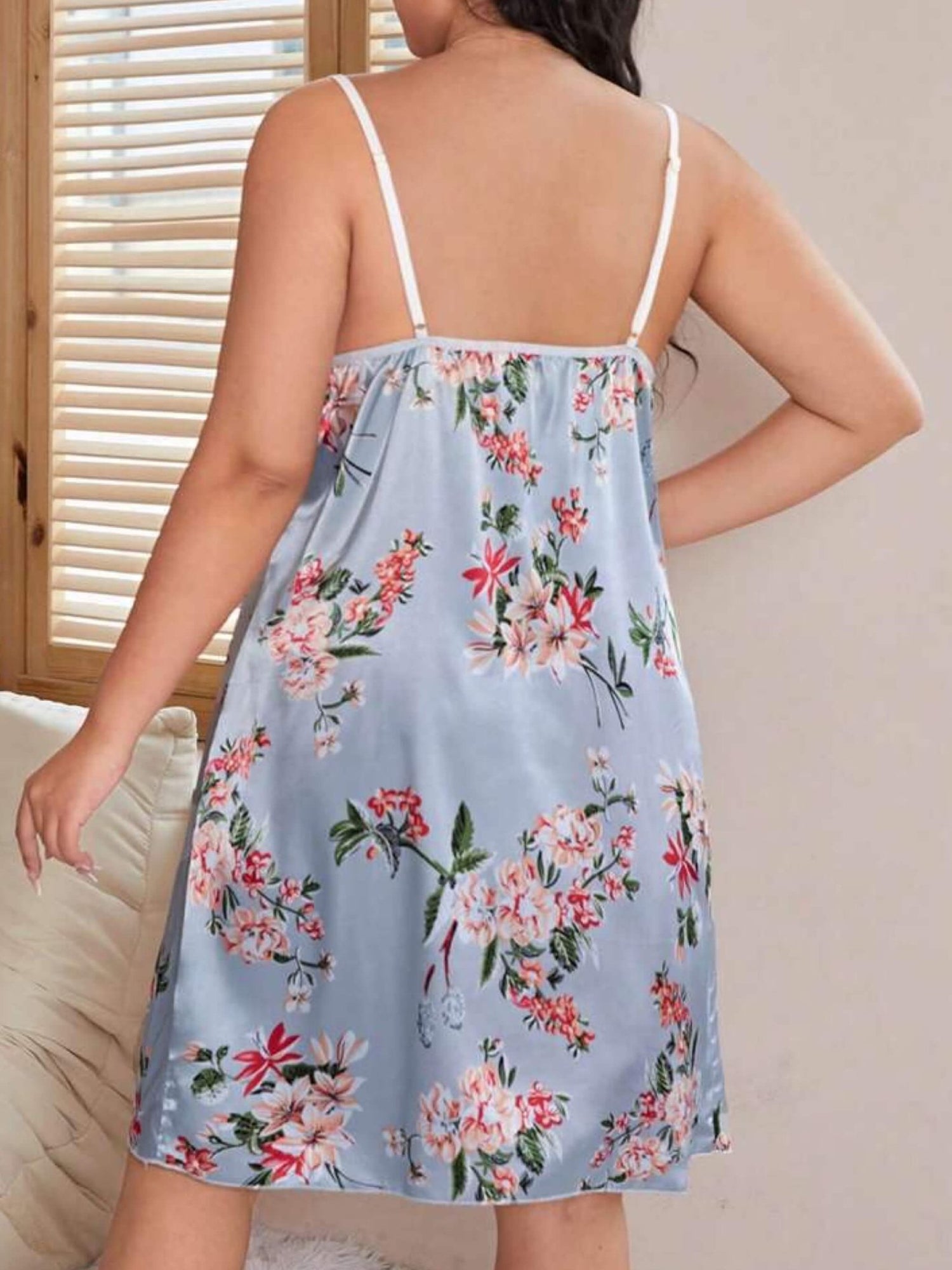 Petal Soft Pink Floral Nightshirt - Satin Lace Detail Loungewear 🌺 Legacy Boutiques Legacy Boutiques