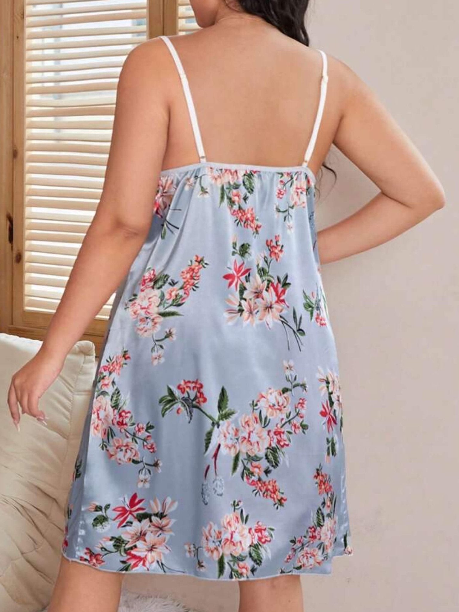 Petal Soft Pink Floral Nightshirt - Satin Lace Detail Loungewear 🌺 Legacy Boutiques Legacy Boutiques