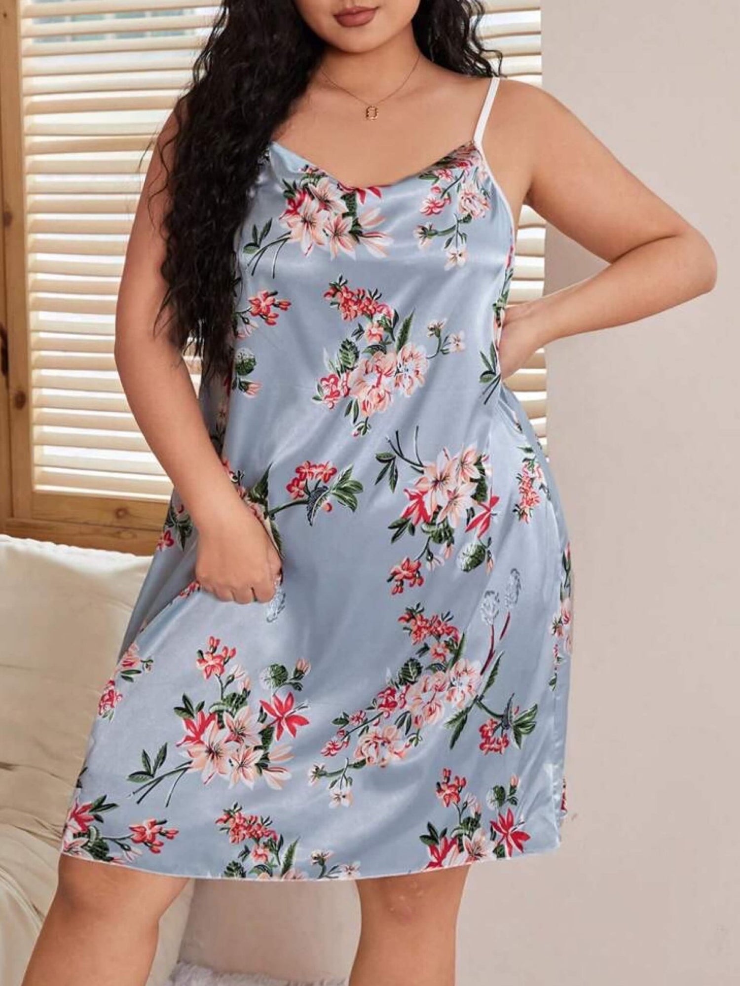 Petal Soft Pink Floral Nightshirt - Satin Lace Detail Loungewear 🌺 Legacy Boutiques Legacy Boutiques