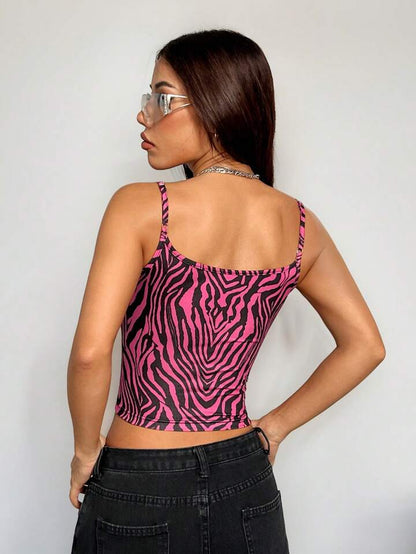 Pink And Black Zebra Printed Camisole Crop Top Legacy Boutiques Legacy Boutiques