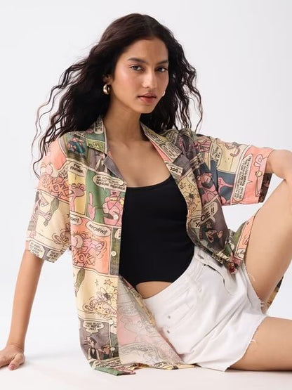 Pink Panther Graphic Streetwear Shirt - Boxy Short Sleeve Shirt Legacy Boutiques Legacy Boutiques