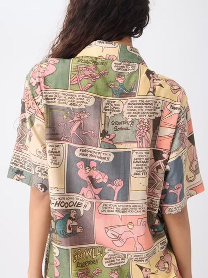 Pink Panther Graphic Streetwear Shirt - Boxy Short Sleeve Shirt Legacy Boutiques Legacy Boutiques