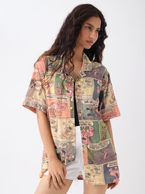 Pink Panther Graphic Streetwear Shirt - Boxy Short Sleeve Shirt Legacy Boutiques Legacy Boutiques