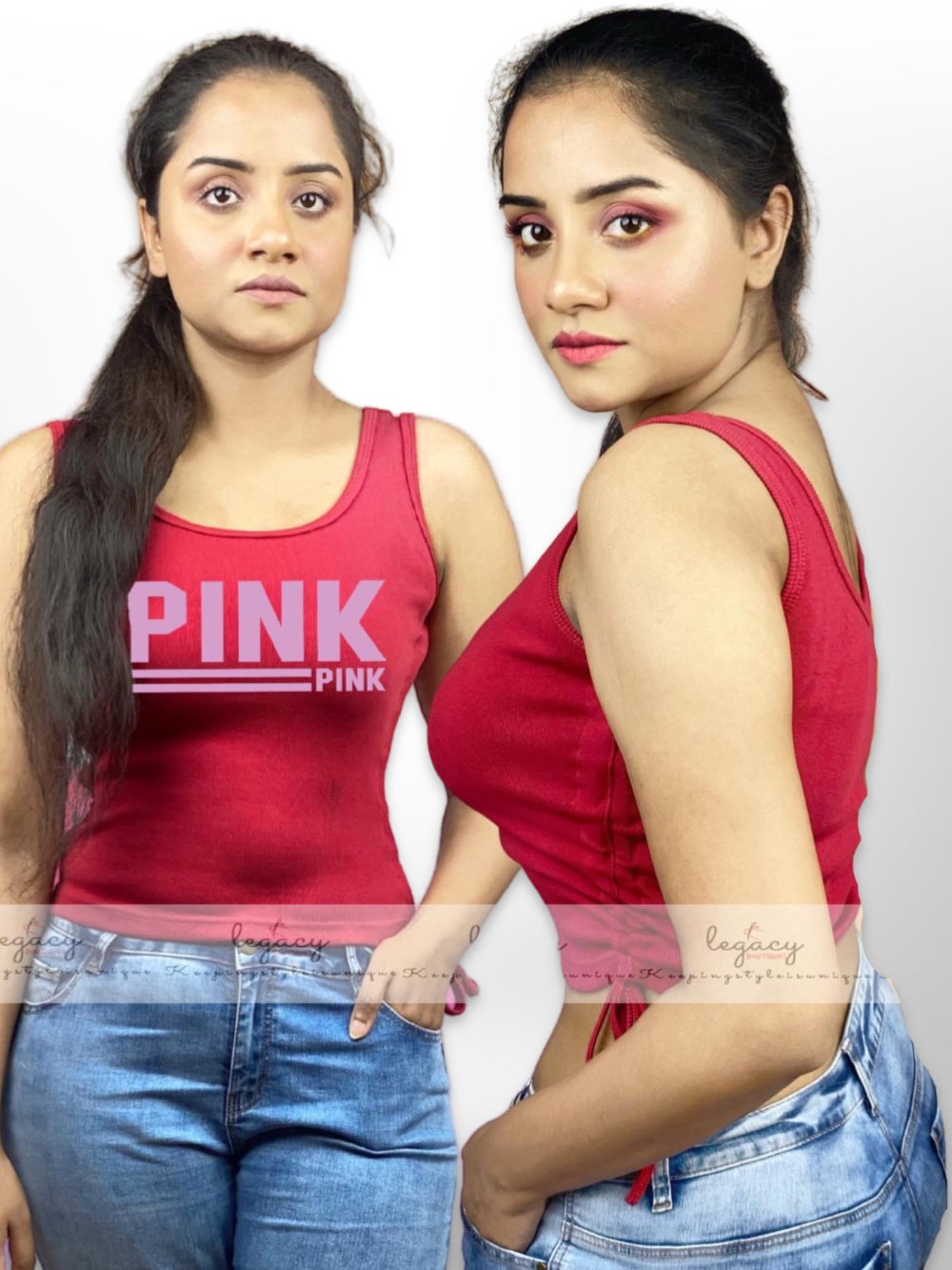 PINK Printed Womens Cotton Softy Red TankTop Legacy Boutiques Legacy Boutiques
