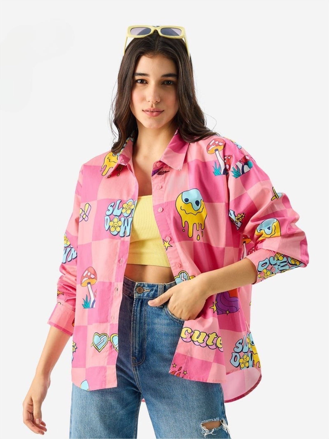 Pink Psychedelic Checker Oversized Button - Down Shirt – Trippy Streetwear Legacy Boutiques Legacy Boutiques