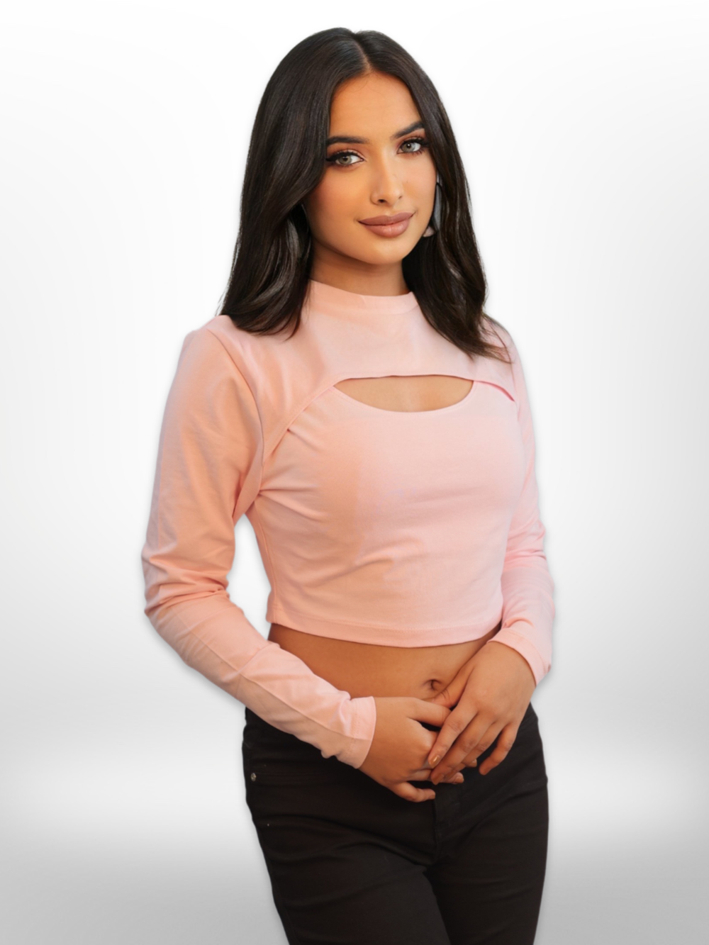 Women Cut Out Crop Tops Full Sleeve - Legacy Boutiques