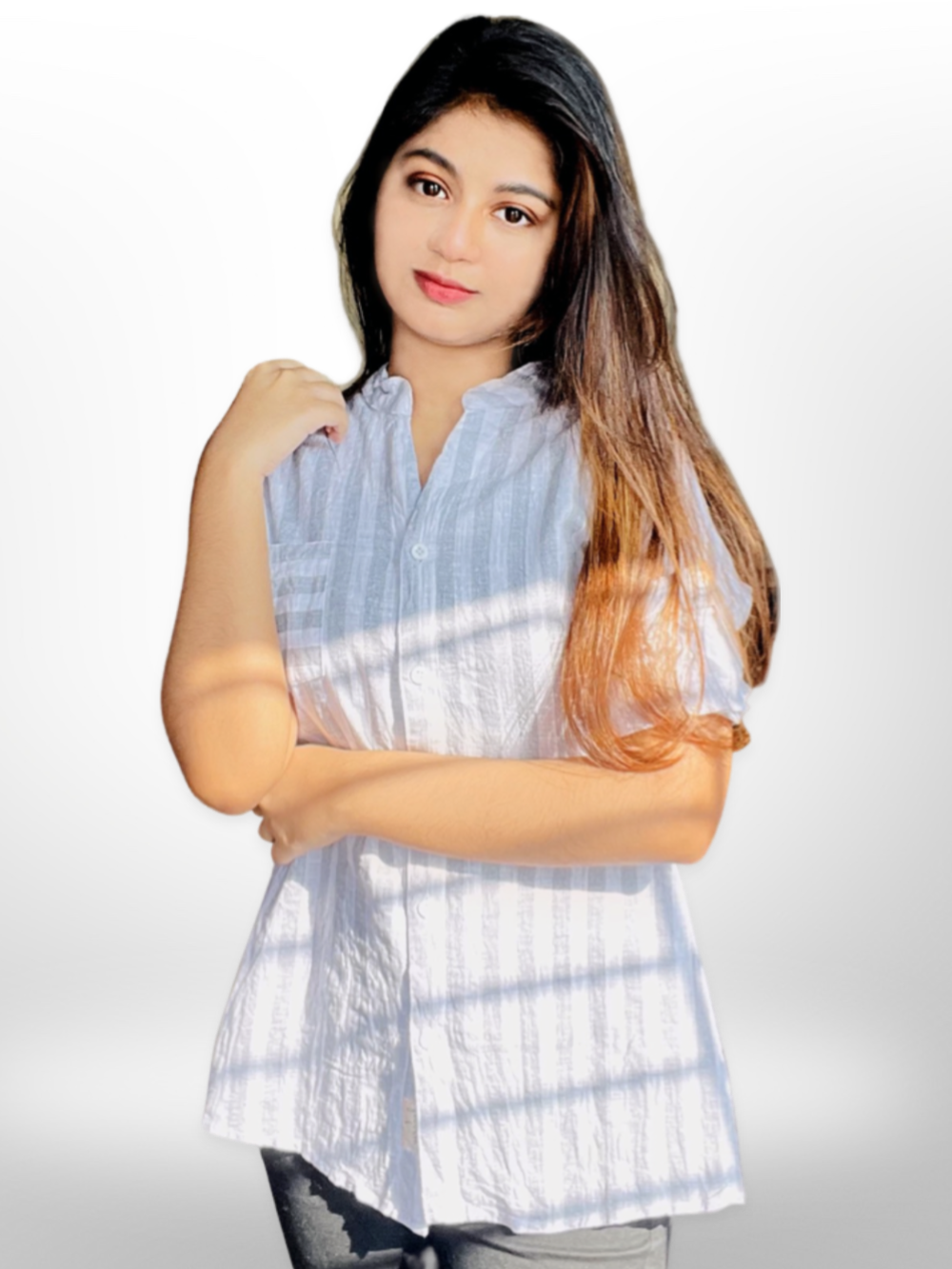 Women Asymmetrical Long Shirt Tops Casual Irregular Hem Stripe Blouse - Legacy Boutiques