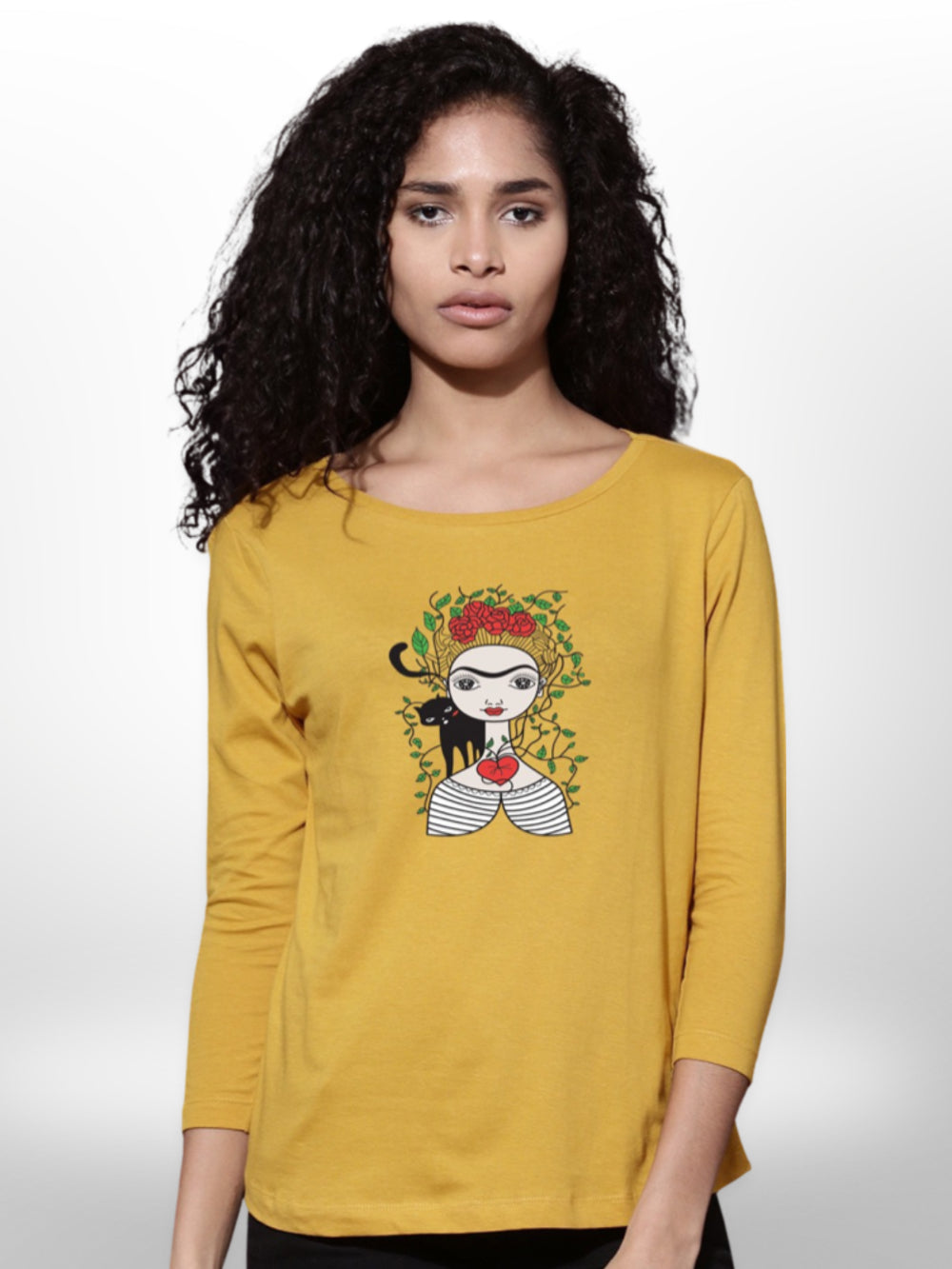 Artificial Cartoon Printed Womens T-shirt 4 Quarter Sleeve - Legacy Boutiques